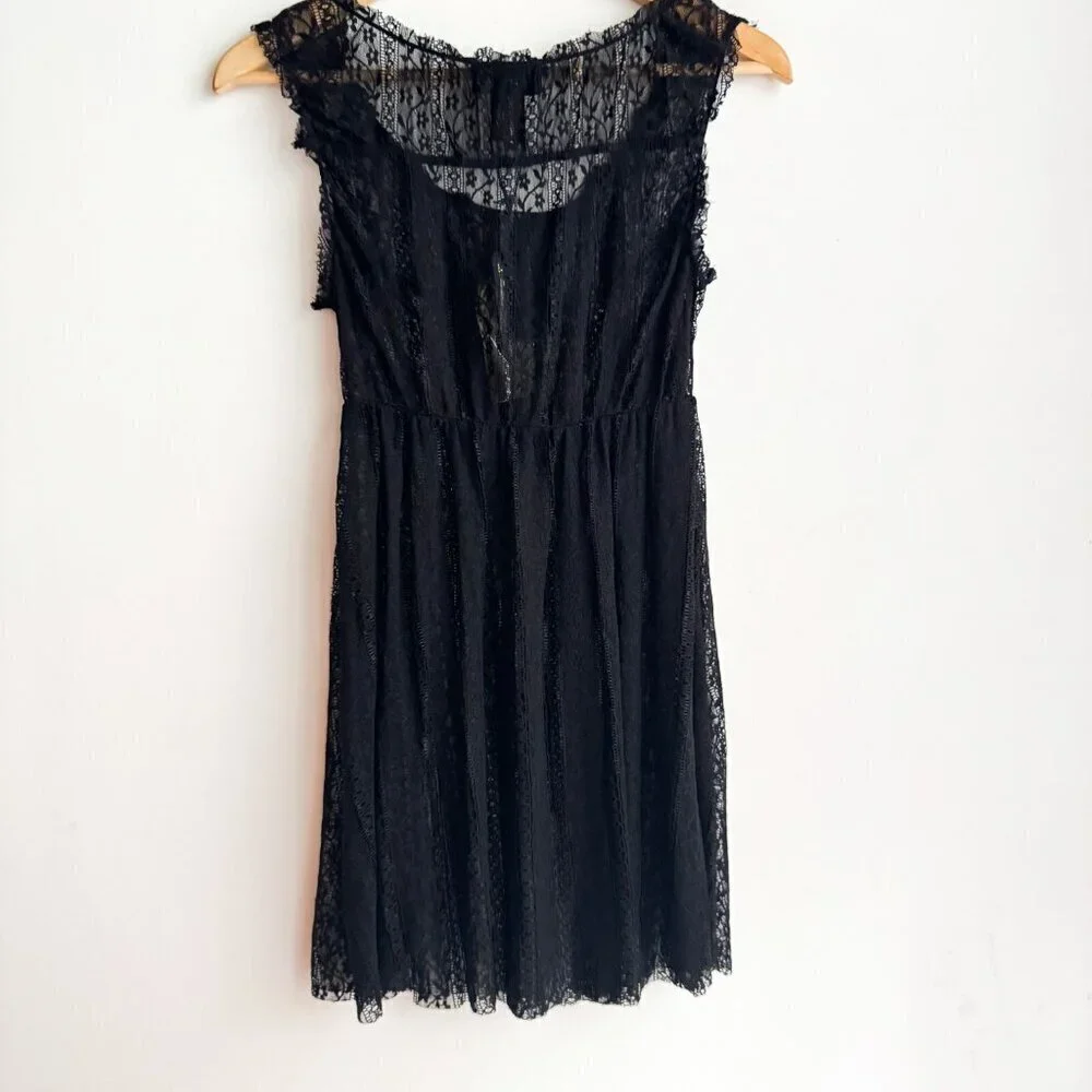 Vintage Request Black Lace Babydoll Chemise Top S NWT